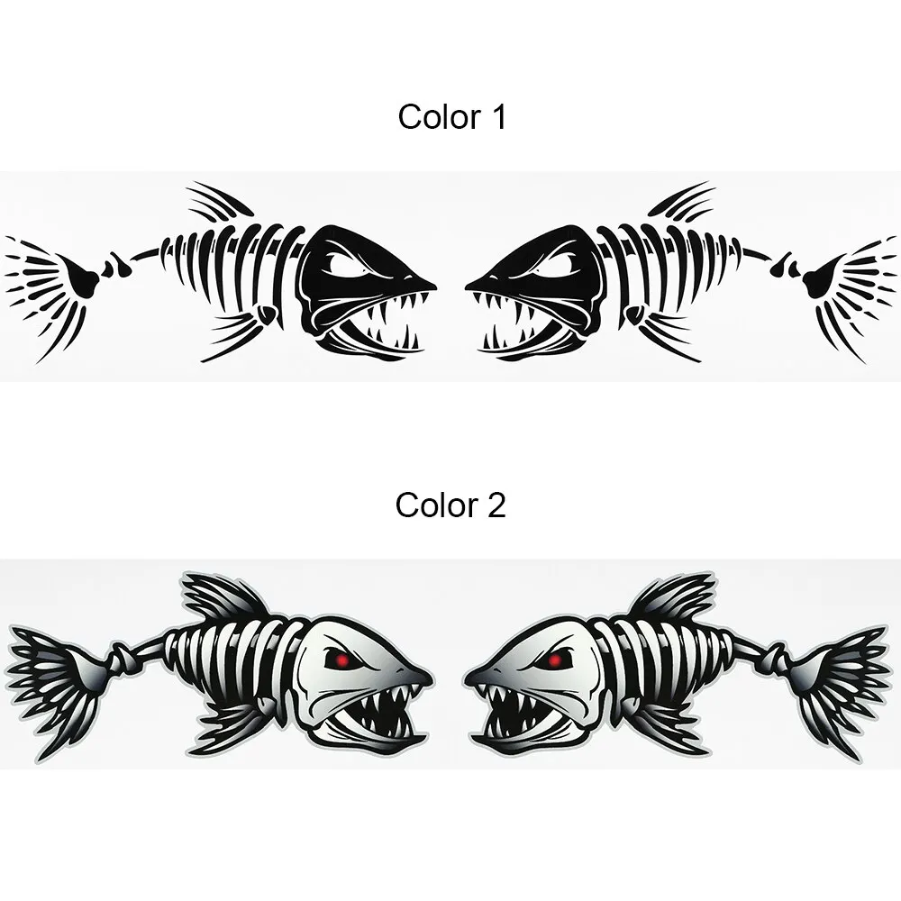 

2 Pieces Fish Teeth Mouth Stickers Skeleton Fish Stickers Fishing Boat Canoe Kayak Graphics Kayak Accessories Boat Car Stickers