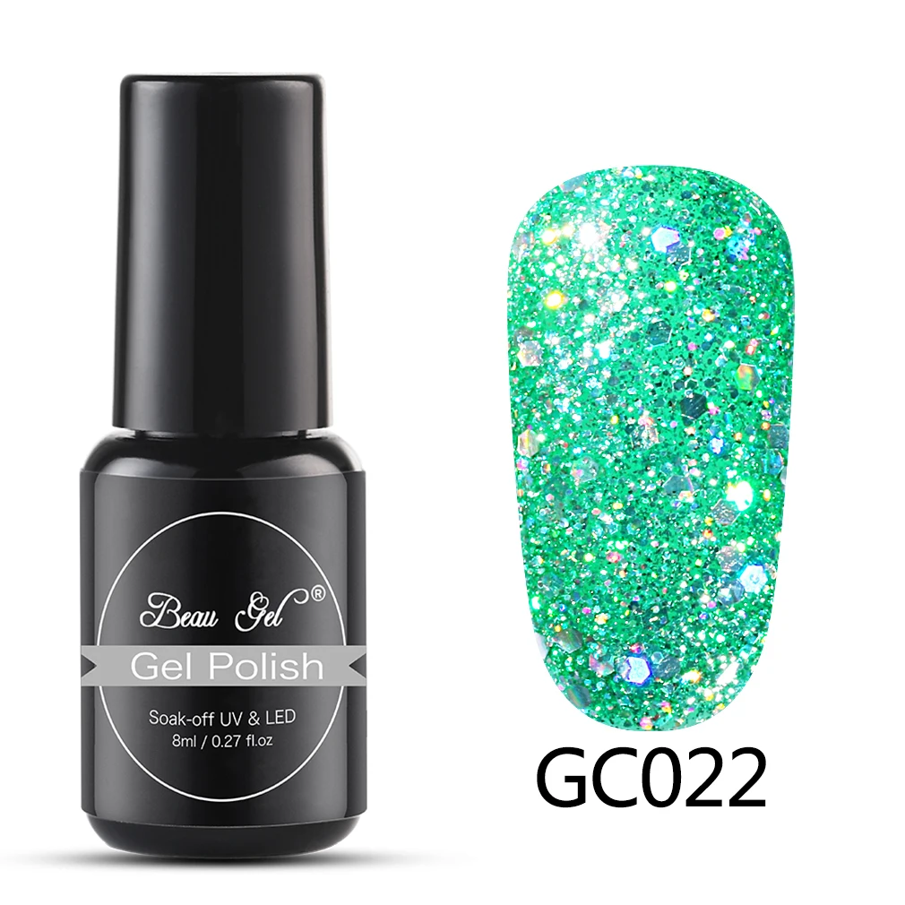 GC022 Beau гель 8 мл Bling Блестящий Гель-лак для ногтей замачиваемый УФ светодиодный блестящий гель с блестками маникюрный лак Полупостоянный Алмазный Гель-лак - Цвет: GC022