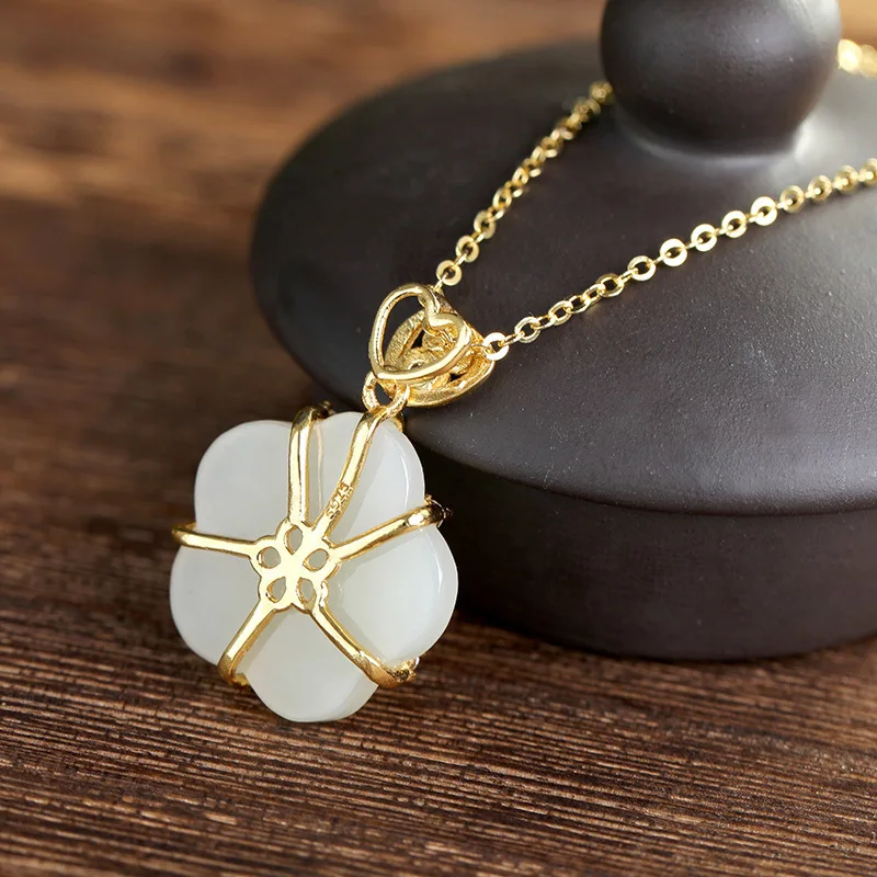 S925 silver inlaid natural ms hetian plum character high-grade pendant hanging | Украшения и аксессуары