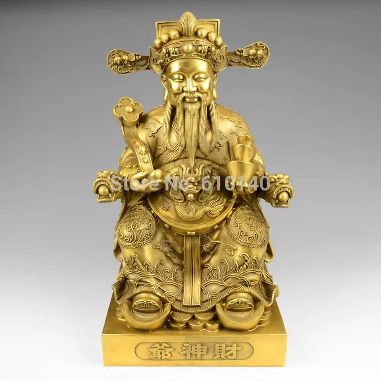 ZSR Мужская Бронзовая статуя Божия богатства украшение казначей Бог золотые