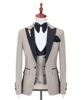 2019 tailored made beige groom tuxedos wedding suits for men slim fit groomsmen best man blazer formal prom party suit ternos
