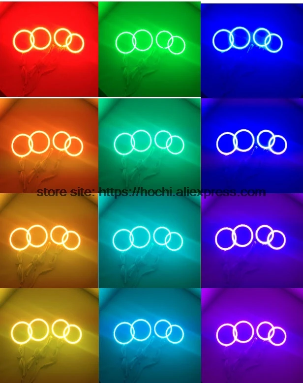 HochiTech Excellent RGB Multi-Color halo rings kit car styling for Hyundai Tiburon 2003-2006 angel eyes wifi remote control |