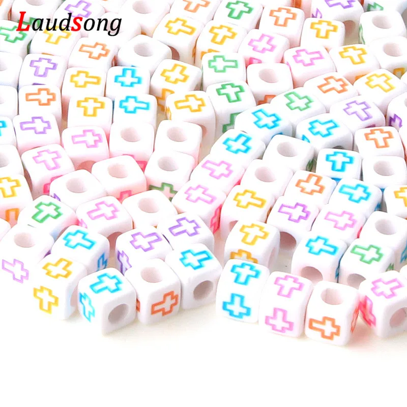 200 шт 6 мм Cube разноцветные крест акриловые бусины для самостоятельного