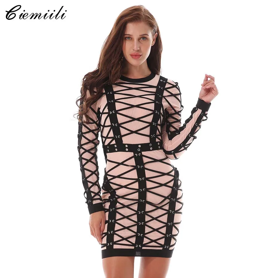 CIEMIILI 2018 Новое Женское летнее платье с длинным рукавом и круглым вырезом
