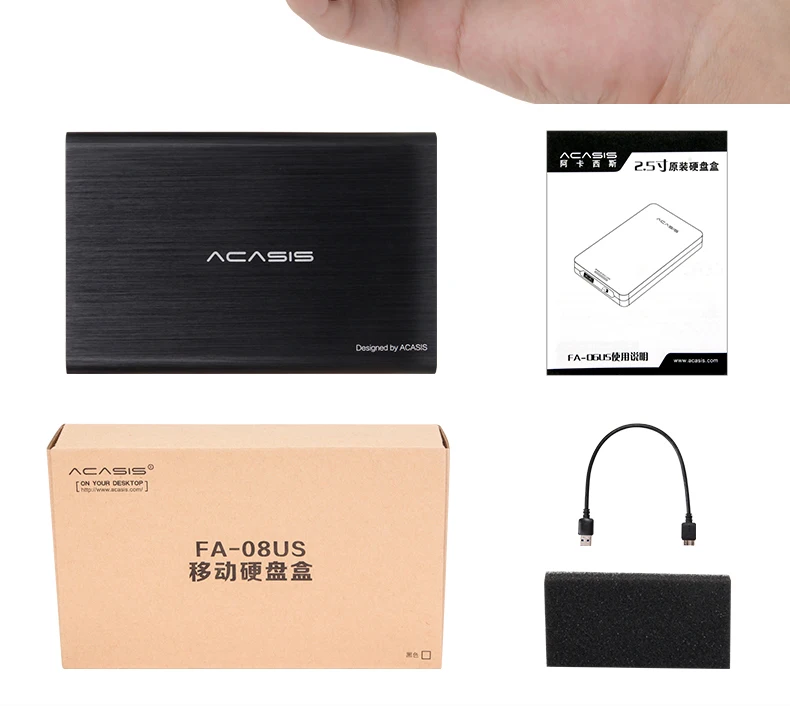 18885TW Acasis FA-08US 2,5 дюймов USB3.0 алюминиевый сплав внешний жесткий диск SATA механический твердотельный корпус для жесткого диска чехол