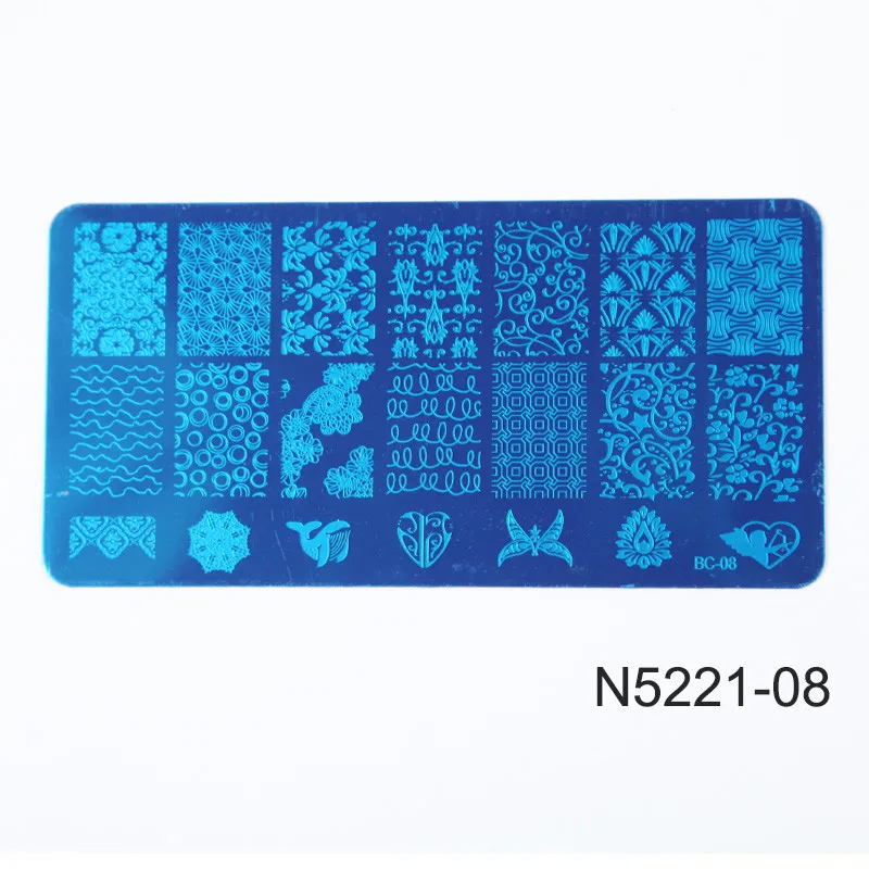 N5221-08 ROSALIND дизайн ногтей штамп штамповочная пластина из нержавеющей стали шаблон для ногтей 20 видов стилей на выбор маникюрный трафарет Инструменты штамповка - Цвет: N5221-08