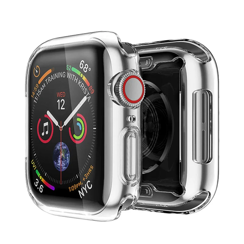 Clear Мягкий защитный чехол для Apple Watch 2, 3, 4, прозрачный чехол из ТПУ с полной защитой 38 мм, 40 мм, 42 мм, 44 мм, корпус для iWatch - Цвет: Clear