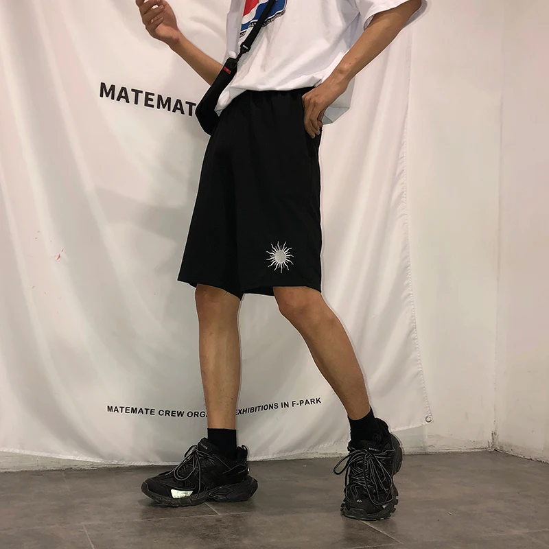 Летние Harajuku шорты для женщин Защита от солнца с вышивкой ослабленной завышенной