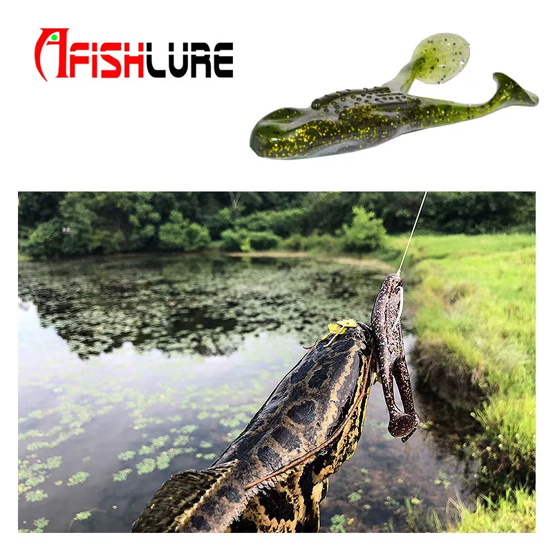 2pcs/lot 105mm 13g Afishlure Frog Soft Bait Fishing Lures And 49mm Wide Belly Crank Hook Hooks Lure | Спорт и развлечения