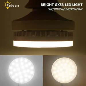 Оптовая продажа, 4 шт.лот GX53 45 35 LED 2835 SMD 5W 7W 9W 12W 15W 18W 3000K 6500K, теплый белый Потолочный светильник, дешевая потолочная лампа направленного света