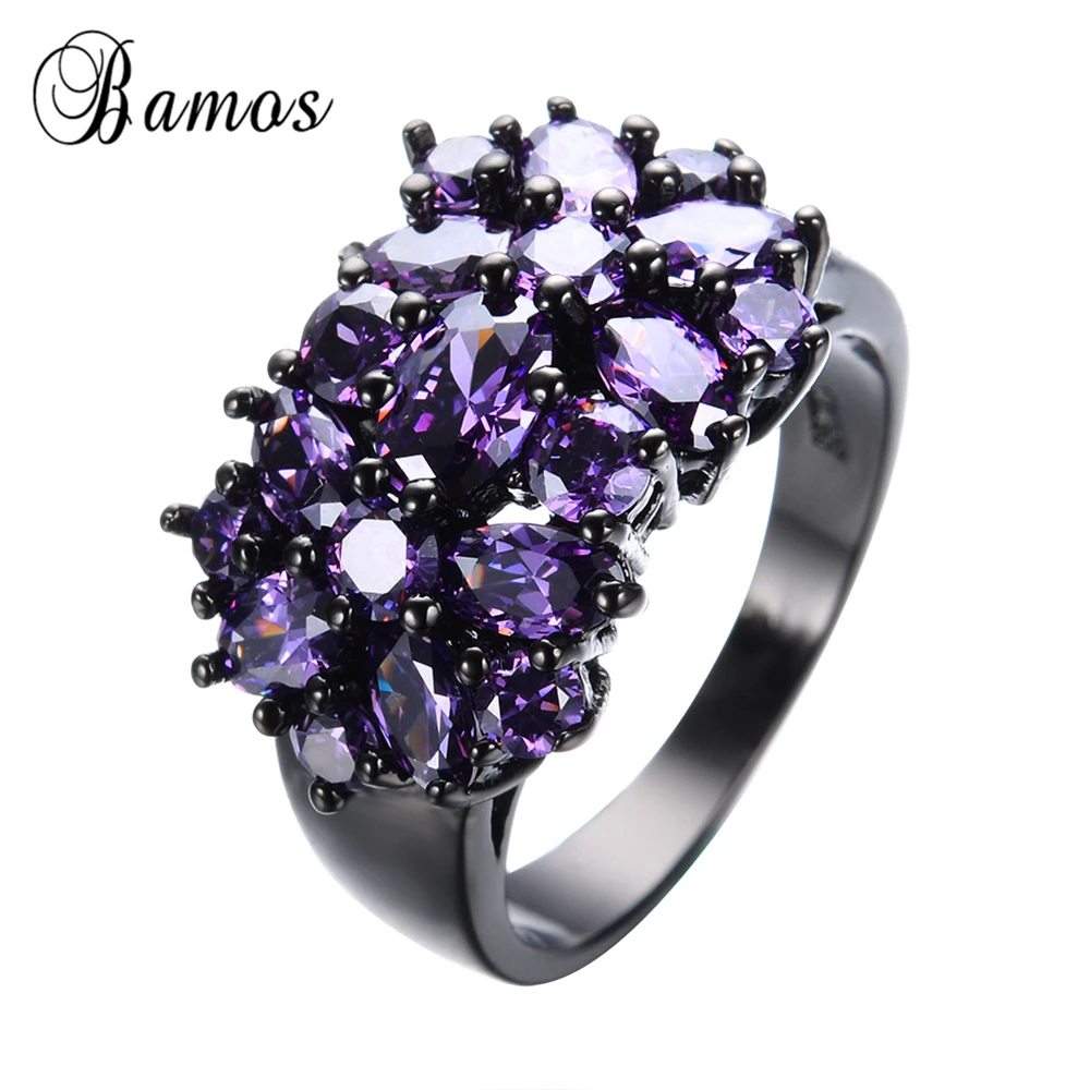 Bamos элегантное женское фиолетовое кольцо высокое качество Черное золото