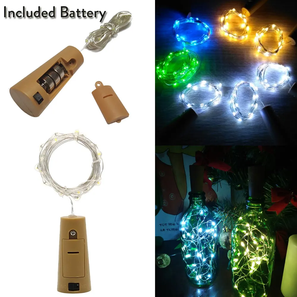 

Included Battery 1M 2M 3M 10 20 30 LED Cork Shaped LED String Garland Wire Fairy Lights for Craft Bottle Christmas Valentines