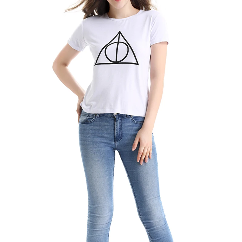 2018 новые летние модные футболки для девочек с геометрическим принтом короткий