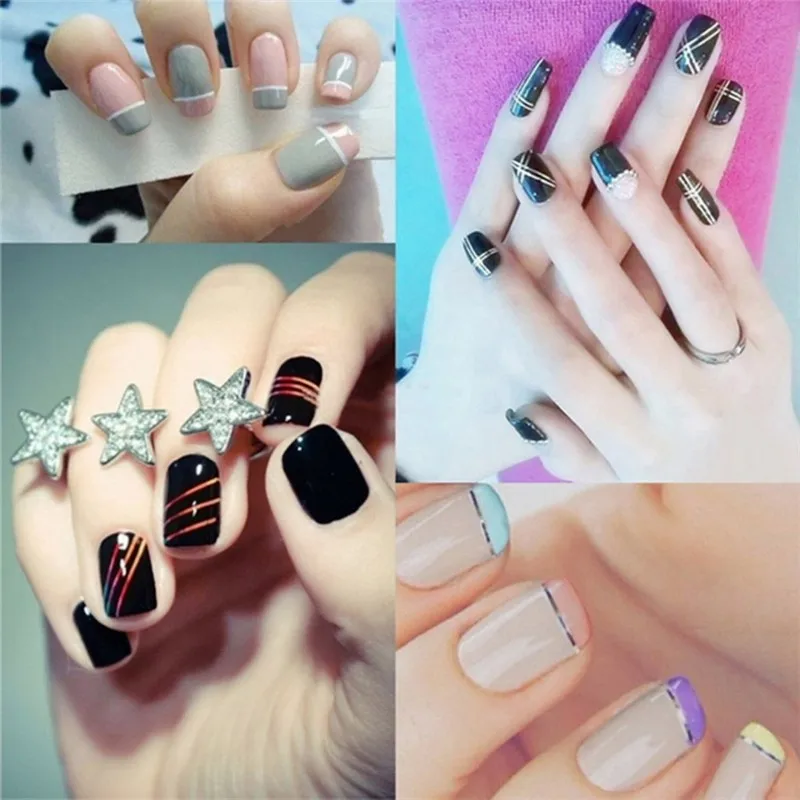 100 шт DIY наклейки для ногтей s 40 цветов в рулонах полоскающая лента линия 3d блестящие наклейки для дизайна ногтей инструменты УФ-гель красивые наклейки украшения