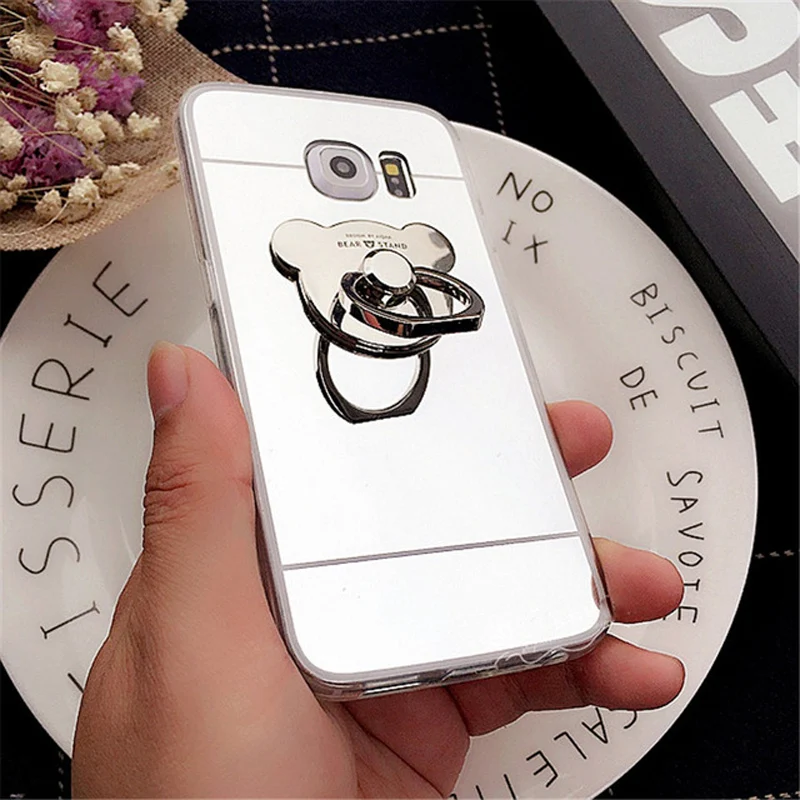 Small Bear Finger Ring Holder Case For Samsung S20 Ultra S10 S10E S9 S8 Plus S7 S6 Edge Note 10 9 8 Mirror Coque |