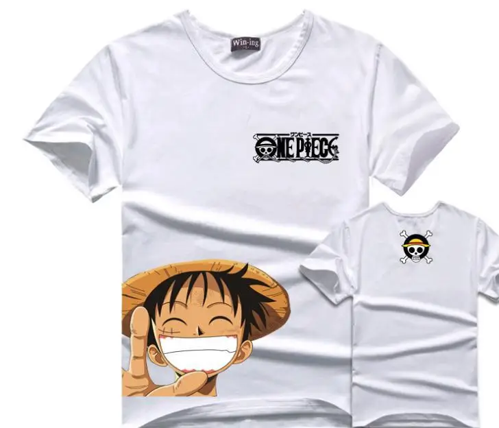 Одна деталь хлопковая Футболка Луффи Аниме футболка с короткими рукавами для