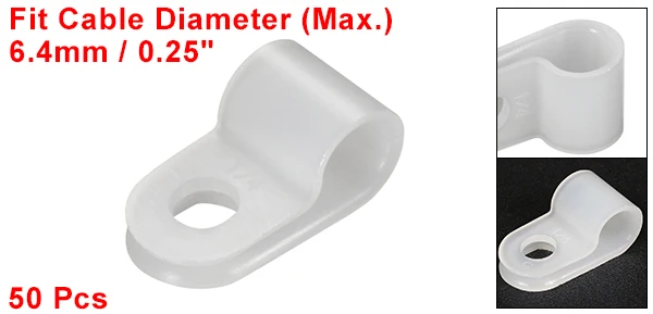 Cable Dia 6.4 White Uxcell черный/белый нейлон в виде буквы «R» тип хомут для кабеля Шнур органайзера зажимы для наложения оболочки проводов Управление 3,1/3,2/6,4/7,9/8,4 мм кабель диаметром 50 шт - Цвет: Cable Dia 6.4 White