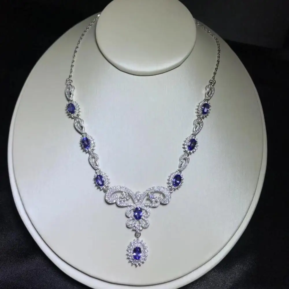 Natural Tanzanian st Naturel bleu Танзанит колье pierre naturelle ожерелье S925 серебряного la mode libellule femmes сторон тонкой Кадо Bijoux(украшения своими руками - Цвет камня: Natural Tanzanian st