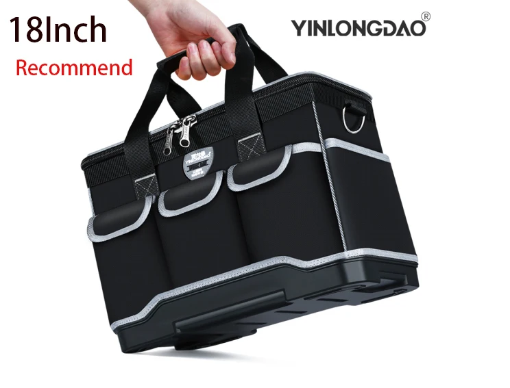 18Inc Recommend Сумка для инструментов с жестким дном электрик 1680 D сумка для инструментов из ткани Оксфорд профессиональные инструменты Органайзер рабочая сумка водонепроницаемый набор инструментов - Цвет: 18Inc Recommend