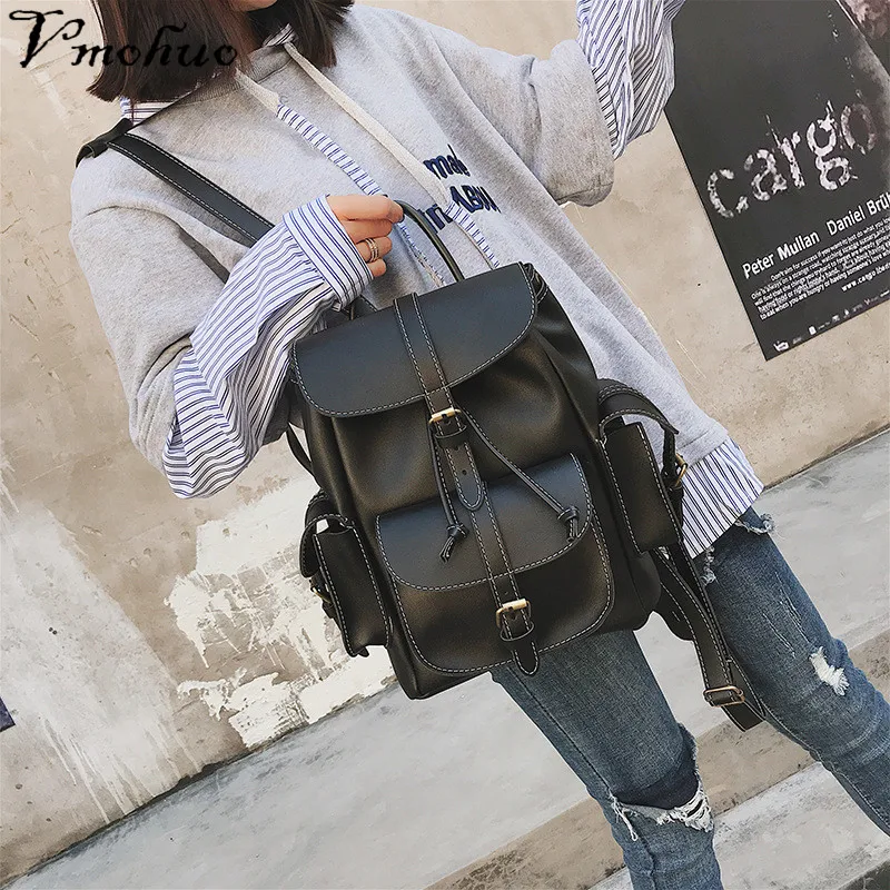 VMOHUO винтажный женский кожаный рюкзак Mochila Feminina Большой Школьный для девочек