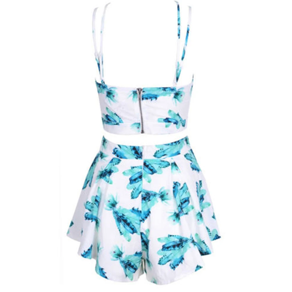 Пикантные пляжные Boho Playsuit Ползунки Для женщин летние женские v-образным вырезом без рукавов Цветочный принт короткие комбинезоны для Laay комбинезон Для женщин комбинезон
