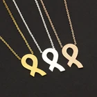 Wholesale 10pcs Collier Collares New Breast Cancer Awareness Pink Ribbon Necklace Best Friend Gift Women Dainty Boho Jewelry BFF