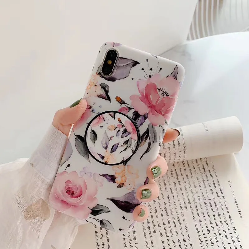 Ретро цветок растения цветы кронштейн чехол для телефона iphone X XS Max XR 7 6 6s 8 Plus