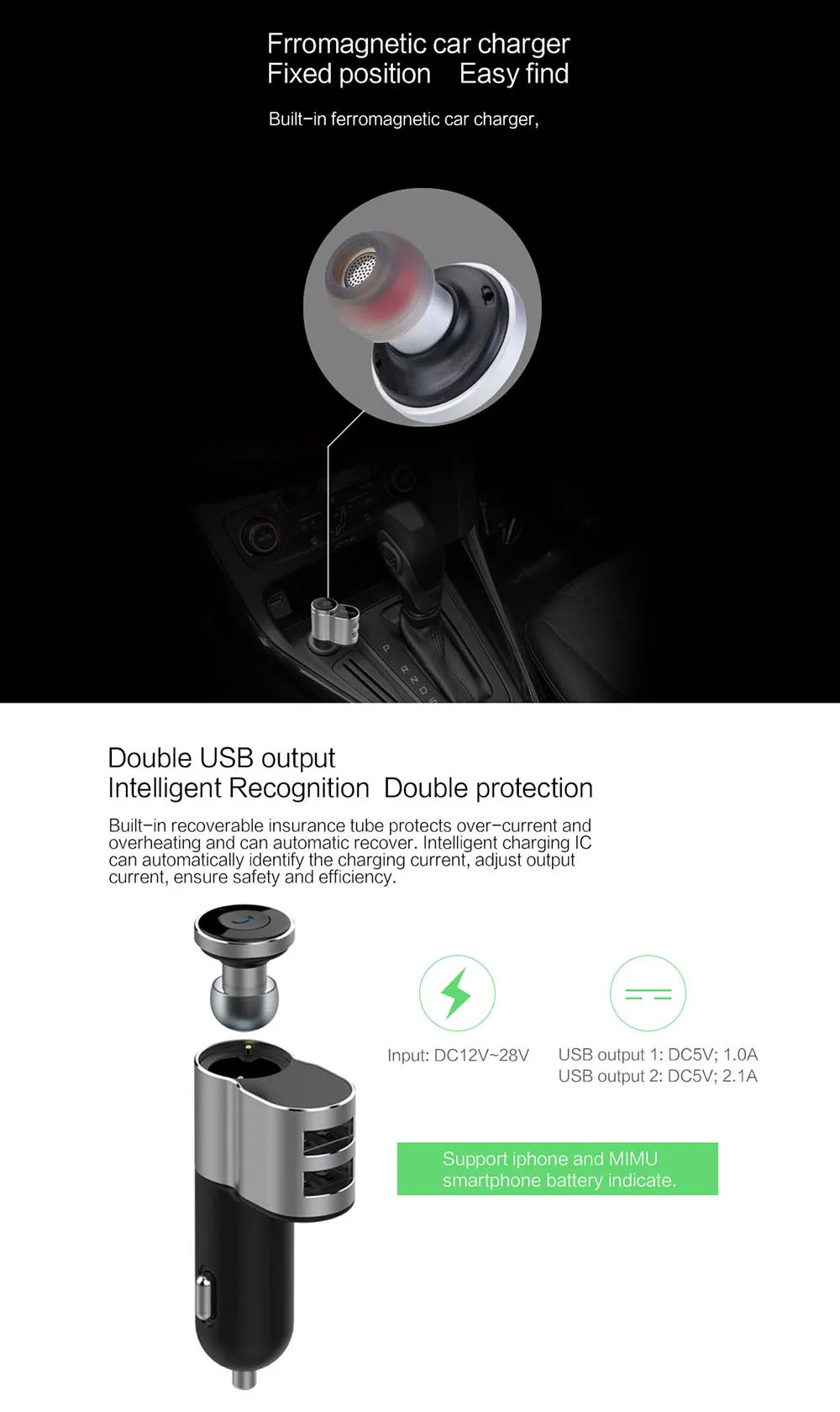 Мини-стереонаушники беспроводные наушники bluetooth handsfree для автомобильного привода с басами с Автомобильная usb-зарядка