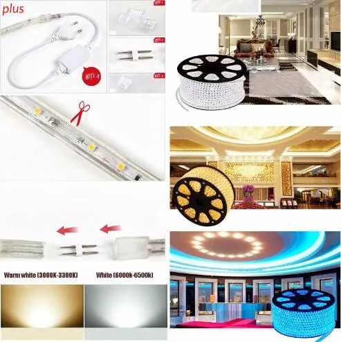 Рождественская лампа 100 м 3014 Светодиодная лента 120led/метр IP67 водонепроницаемый наружный садовый светильник белый/теплый белый/синий с EU plug110V