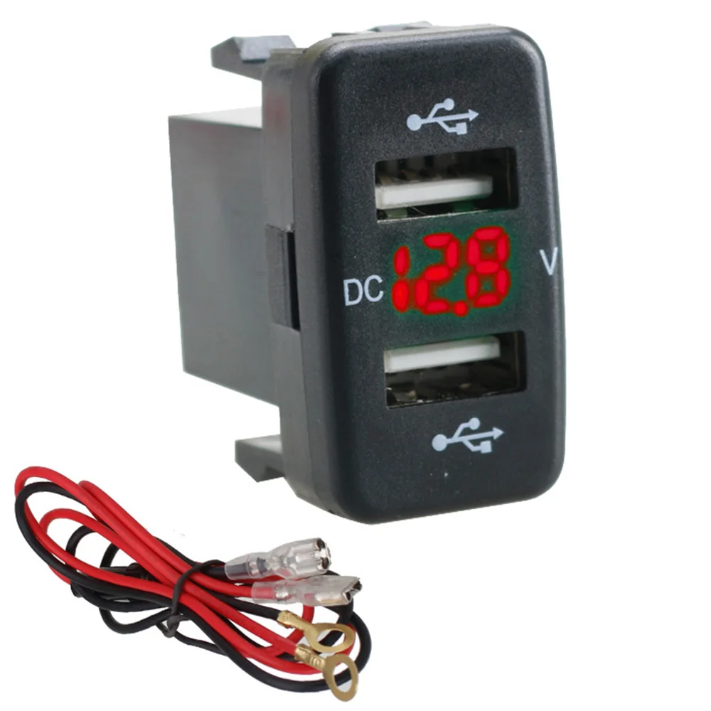 

12V-24V Car Charger Socket 4.2A Dual USB Charger Socket Power Outlet Adapter with LED light Smart Phone Voltmeter for Toyota