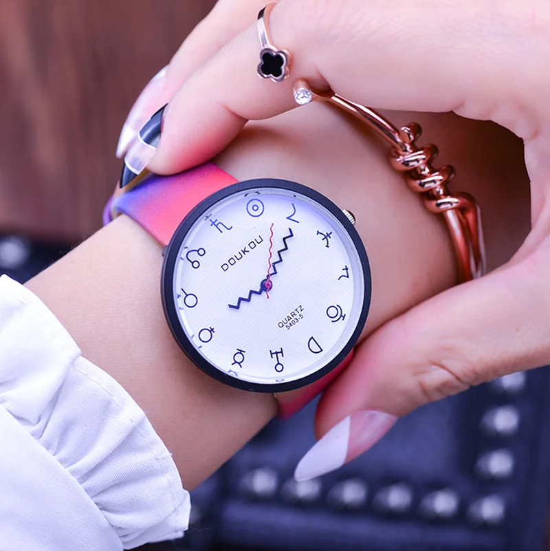 Creative Women Watches Ladies Wrist Fashion Rainbow Strap Clock Top Luxury Brand Quartz Watch Horloge Bayan Saat DOUKOU | Наручные часы