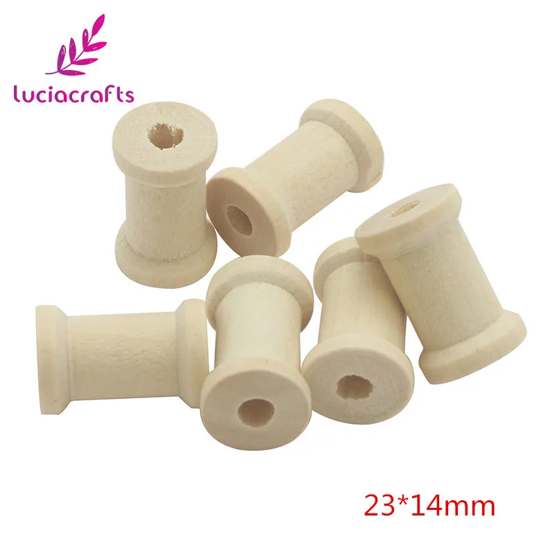 23x14mm 12pcs Lucia ремесла Мульти Размеры варианты натурального цвета деревянный бобин Классический стиль DIY инструмент рулон древесины Катушки E0705 - Цвет: 23x14mm 12pcs