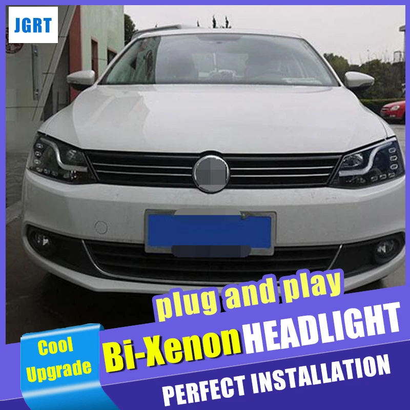 Auto part Style LED Head Lamp for VW Jetta led headlights 2012-2018 drl H7 hid Bi-Xenon Lens angel eye low beam | Автомобили и