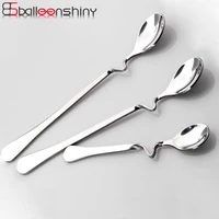 balleenshiny stainless steel suspensible long handled spoons seasoning ladle scoop twisting hanging cup coffee dessert teaspoon
