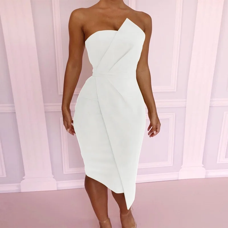 2018 Топ Модные женские летние платья без бретелек Женская одежда рукавов пляжное