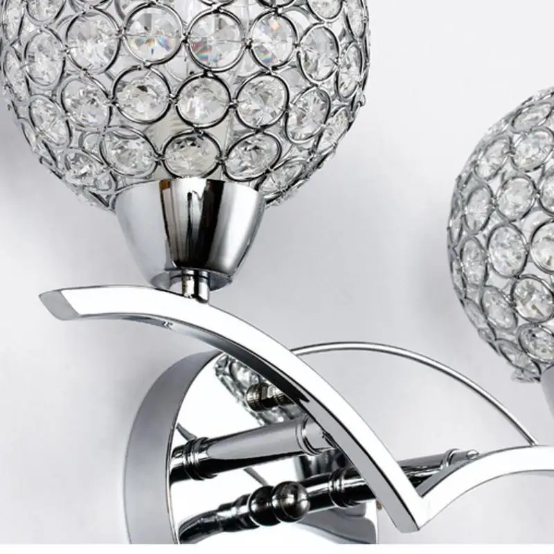 Современная хрустальная настенная лампа K9 с двумя абажурами серебристо