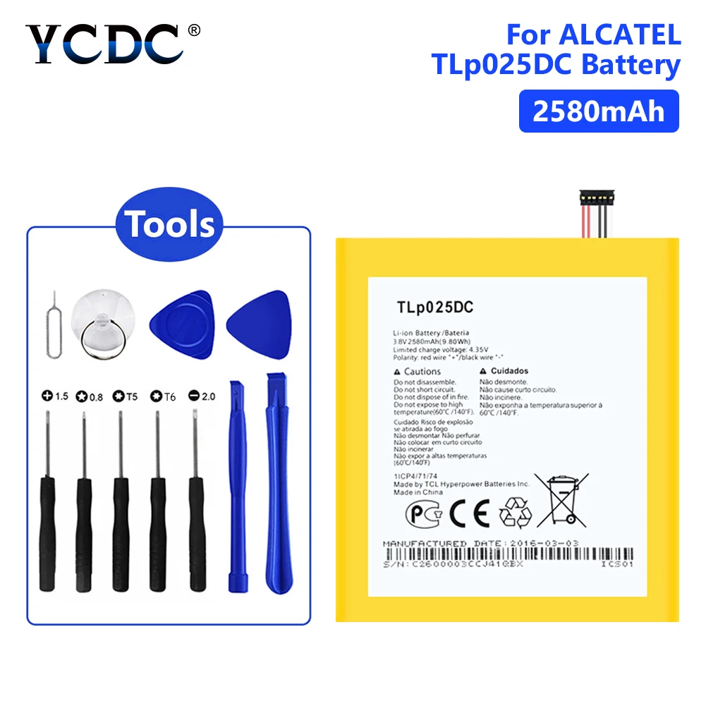 2580mAh TLP025DC батарея для Alcatel OneTouch Pixi 4 6 0 OT 9001A 9001X литий полимерный Мобильный телефон