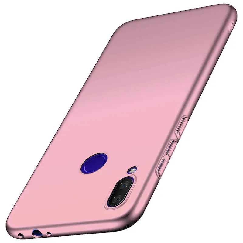Для Xiaomi Redmi Note 7 задняя крышка тонкий PC классический гладкая кожа матовый чехол для телефона для Xiomi Redmi Note 7 Note7 задняя крышка оболочка - Цвет: Розовый