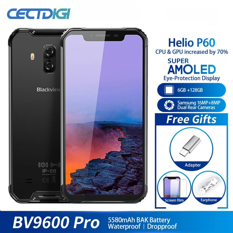 Blackview BV9600 Pro смартфон с 5 дюймовым дисплеем процессором AMOLED ОЗУ 6 ГБ ПЗУ 128 21 мАч Android