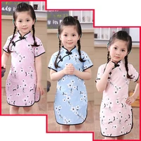 2021 chinese girl dress clothes summer infant cotton traditional dresses new year party qipao short sleeve