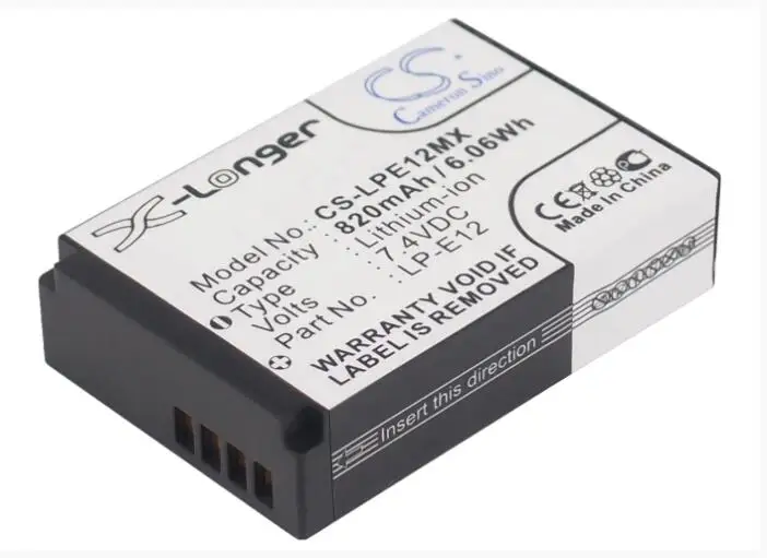 

Cameron Sino 820mAh battery for CANON EOS 100D M M2 -M Rebel SL1 Digital LP-E12 Camera Battery