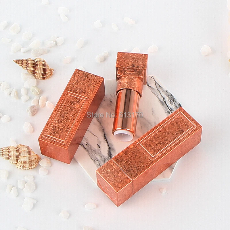 

Diam 12.1mm New Arrival Empty Lipstick Tubes Rose Gold DIY Lip balm tube Marbling Square Lip gloss Cosmetic Packing container