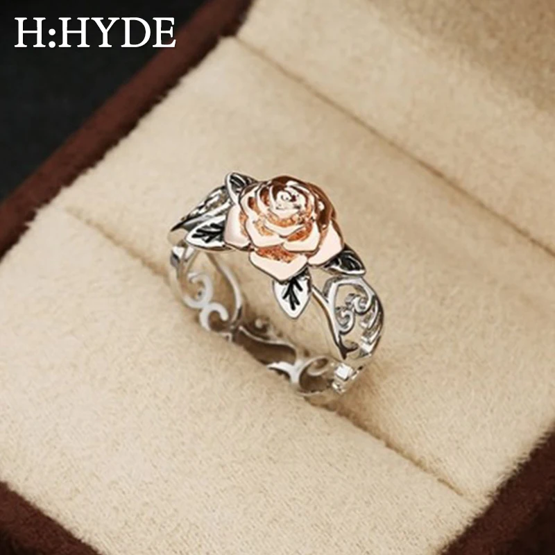 H: HYDE романтическое женское кольцо в виде цветка розы, модное свадебное кольцо на палец, свадебные украшения, обручальные кольца для женщин