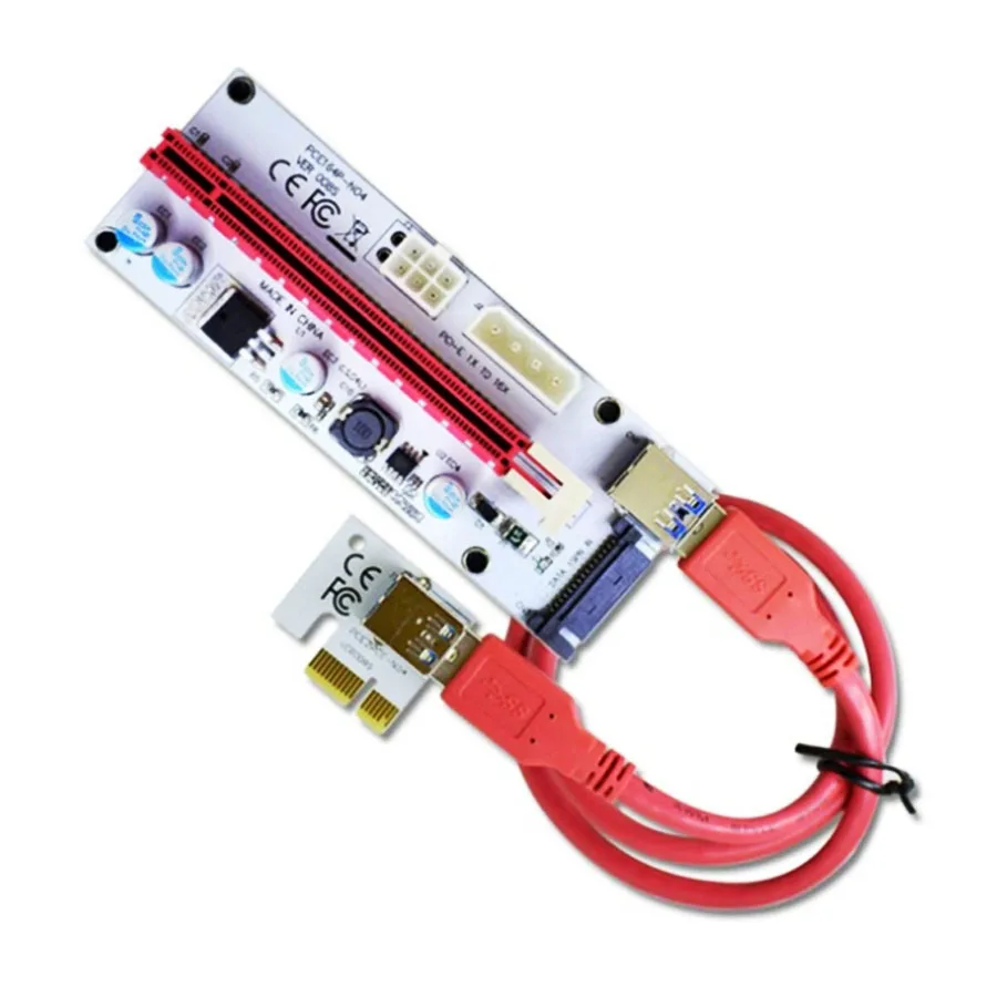 VER008S 3 в 1 Molex 4Pin SATA 15PIN 6PIN PCIE PCI E Express Riser Card 008 S 1x к 16x USB 0 для добычи Bitcoin Miner| |