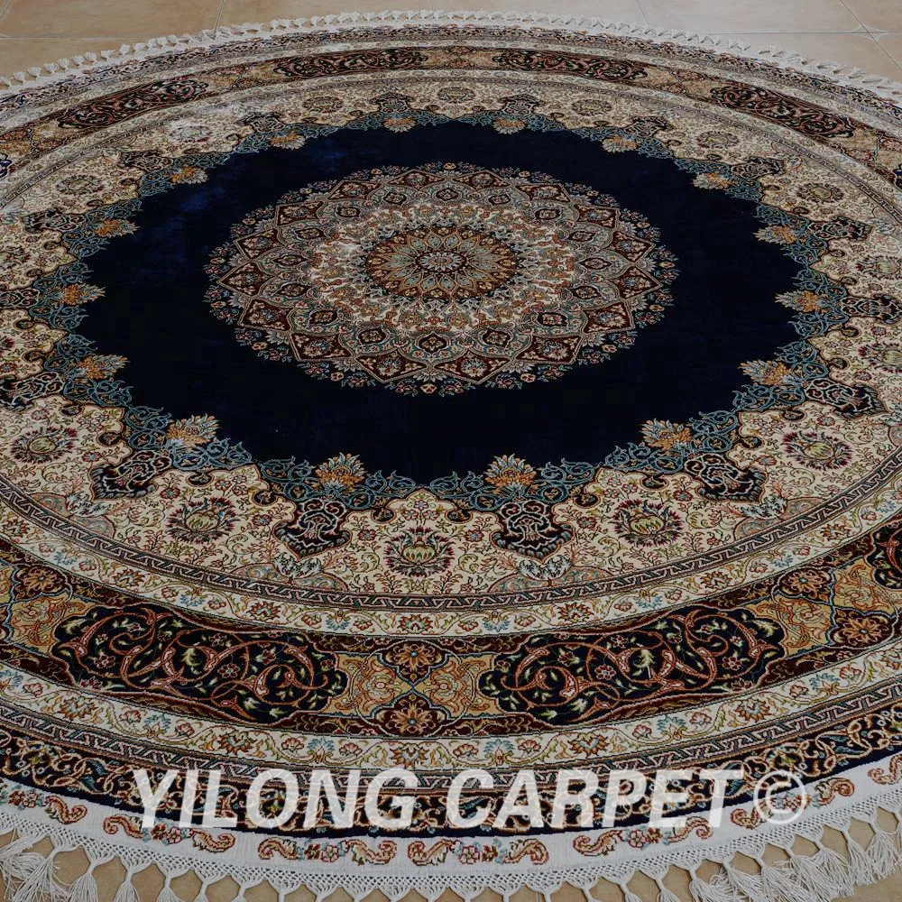 Yilong 9 1 'x9. 1' турецкий Шелковый ковер медальон голубой изысканная Восточная