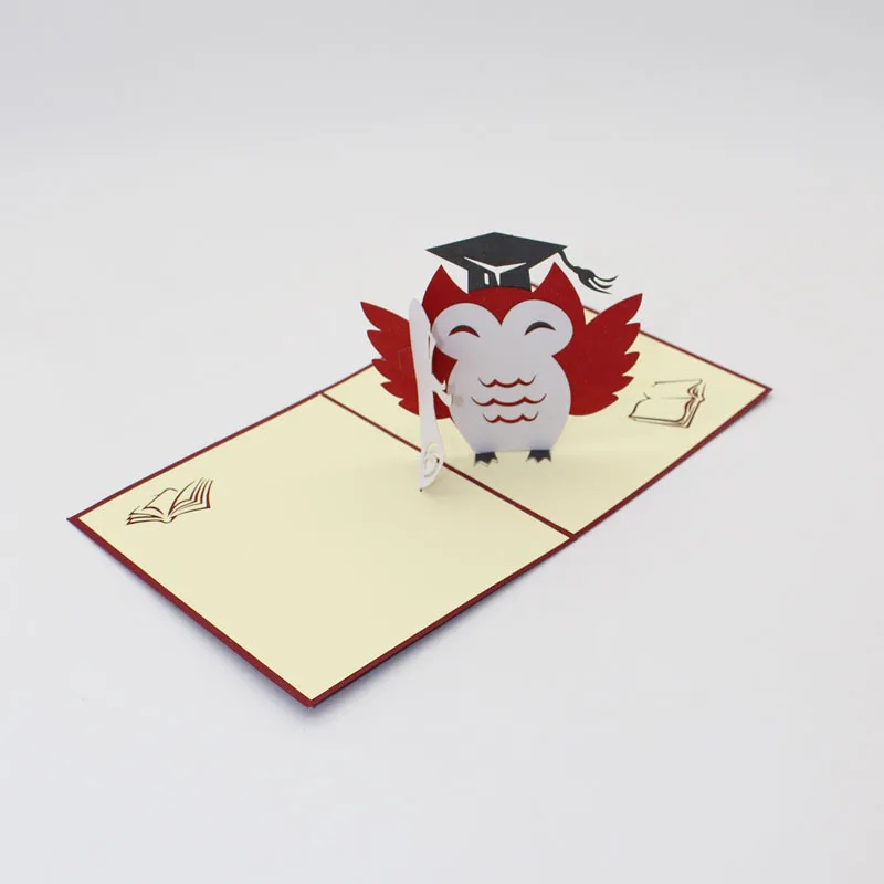 (10 шт./лот) выдолбленная 3D всплывающая карта креативная милая сова с Dr. Hat бумага