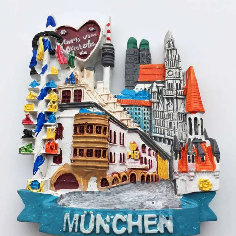 Уличный вид рисунок на холодильник наклейка Германия Munich пейзаж магнит домашний