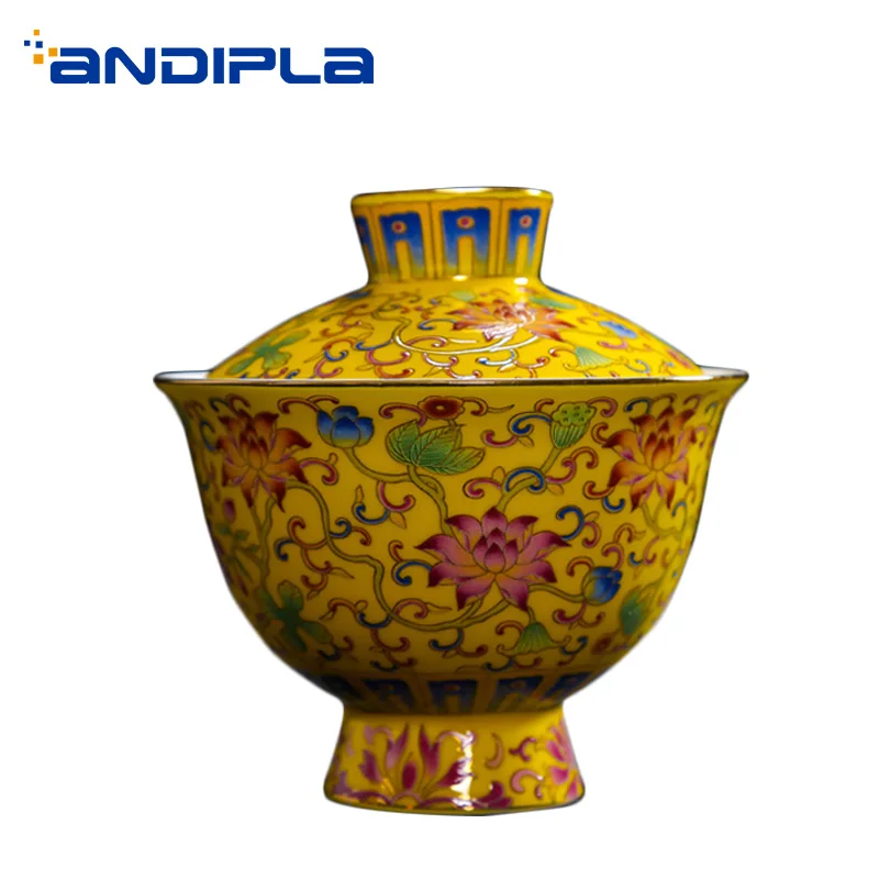 Цзиндэчжэнь керамический синий и белый фарфор винтажный Gaiwan с комплект крышек