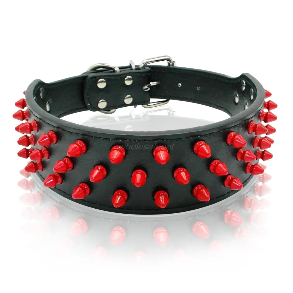 2 дюйма широкий регулируемый искусственная кожа шипами подбитый Собачий Ошейник