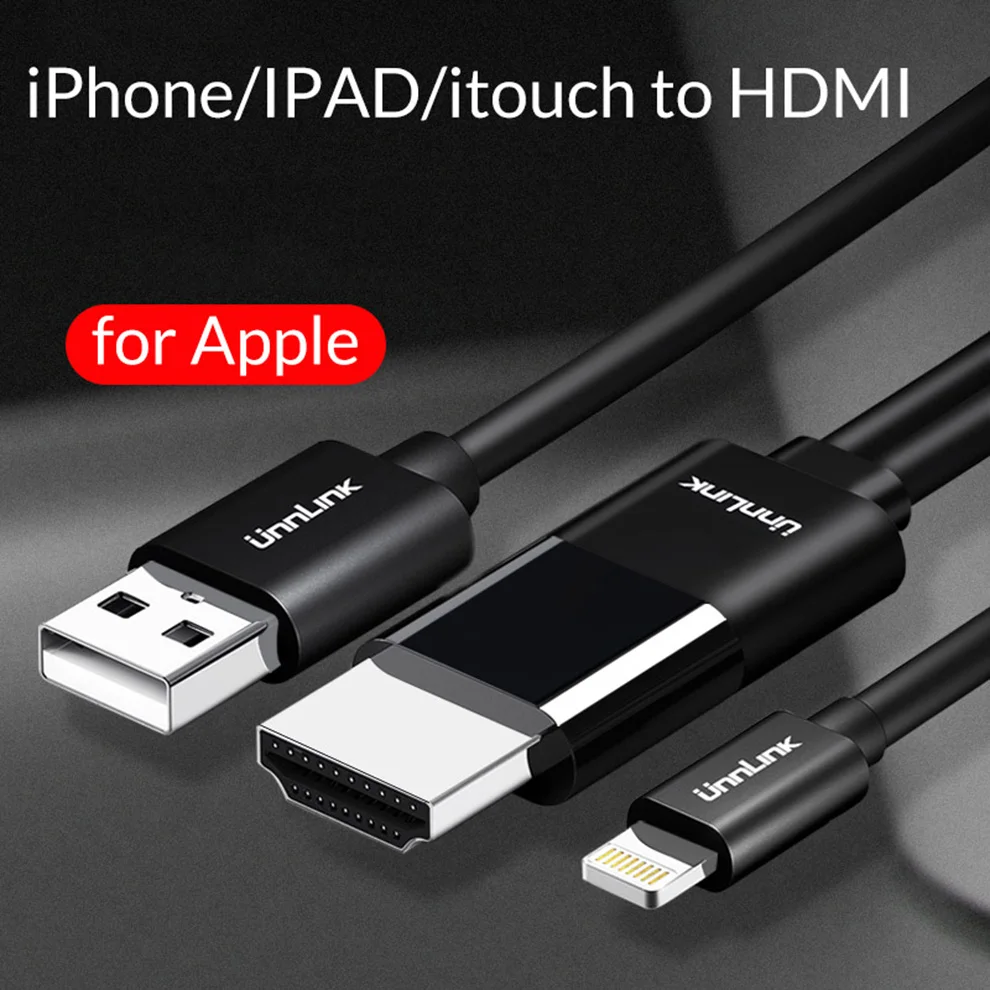 Unnlink USB к HDMI зеркальный литой кабель для преобразования с аудио MHL для iPhone iPad освещение Android телефон Micro usb type C к HDMI
